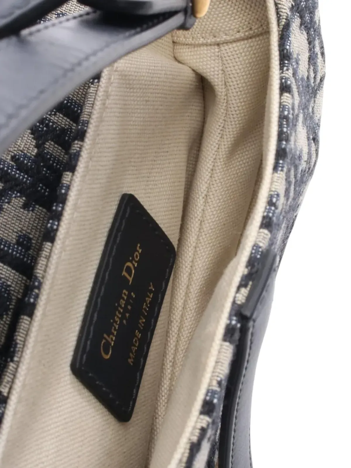 Christian Dior ビンテージ ミニ オブリーク キャンバス サドルバッグ ブルー - 画像4