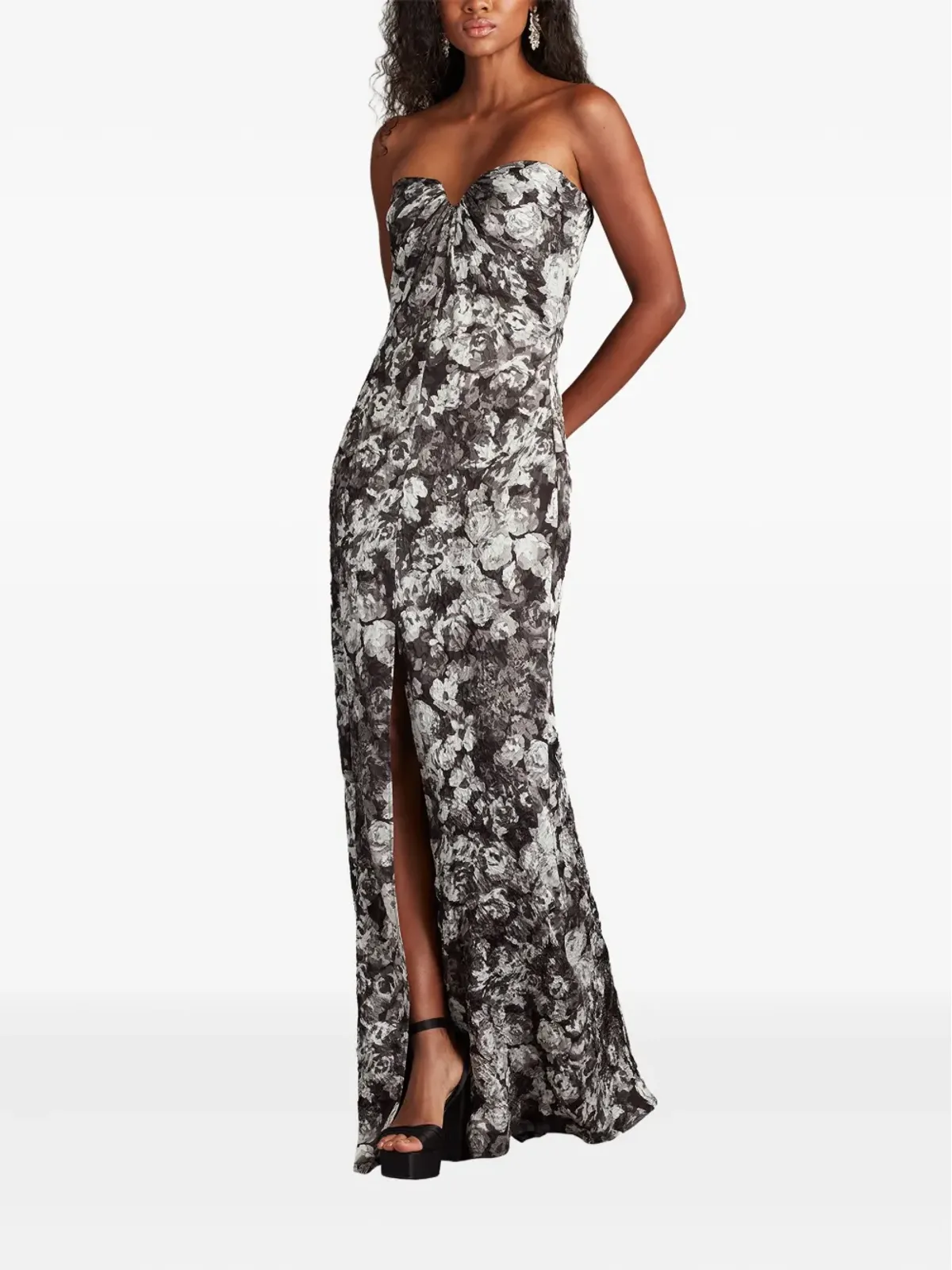 Tadashi Shoji Carnie 花柄プリント ストラップレス ドレス - 画像2