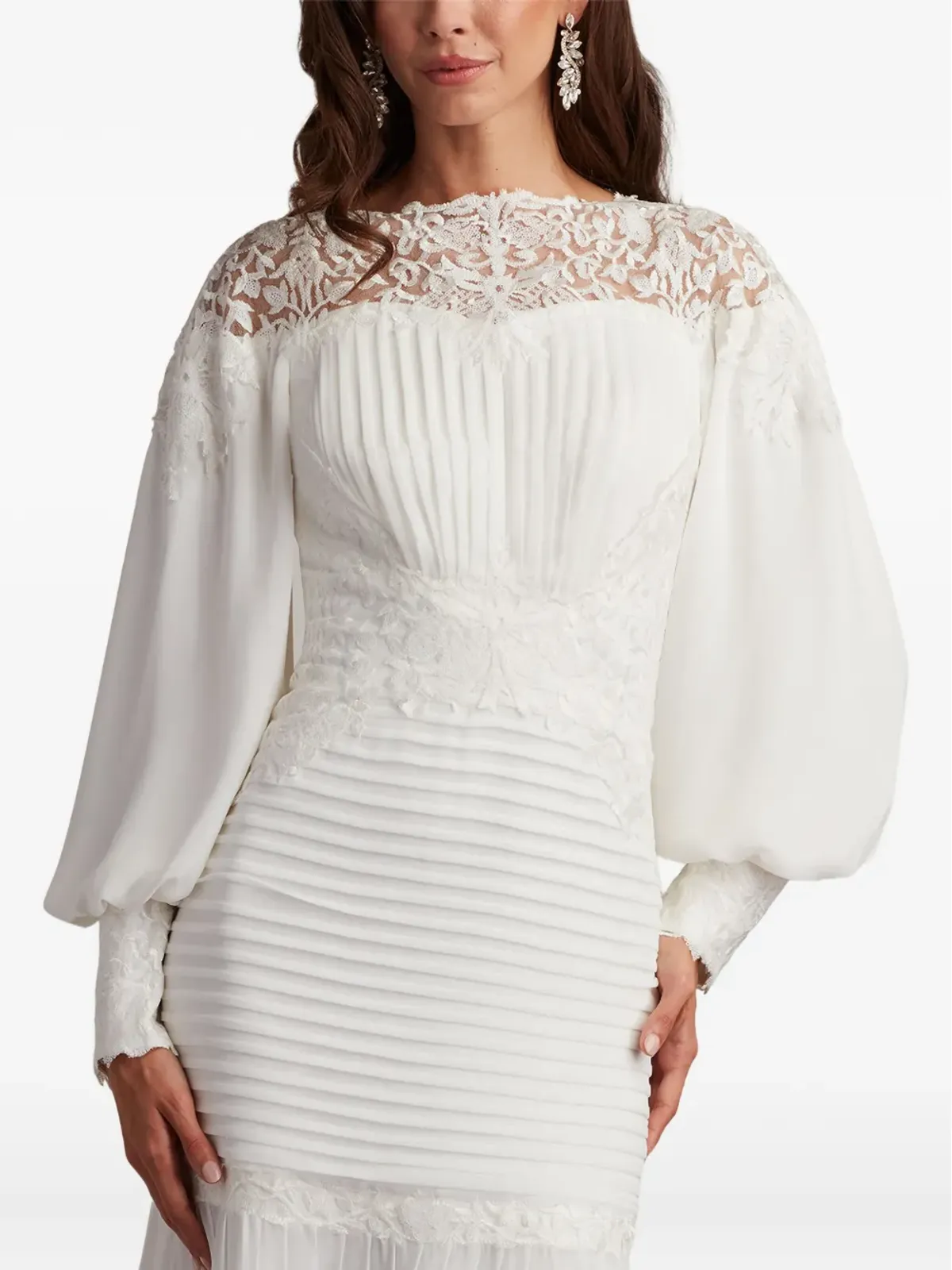 Tadashi Shoji Silverado レースプリーツドレス - 画像1