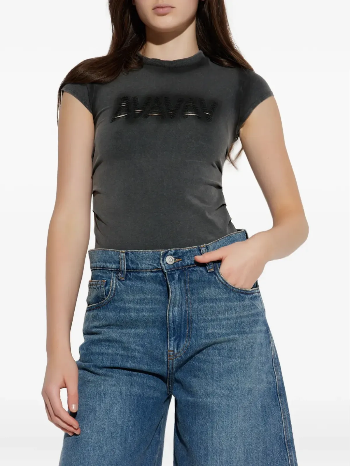 AVAVAV ロゴプリントTシャツ グレー - 画像3