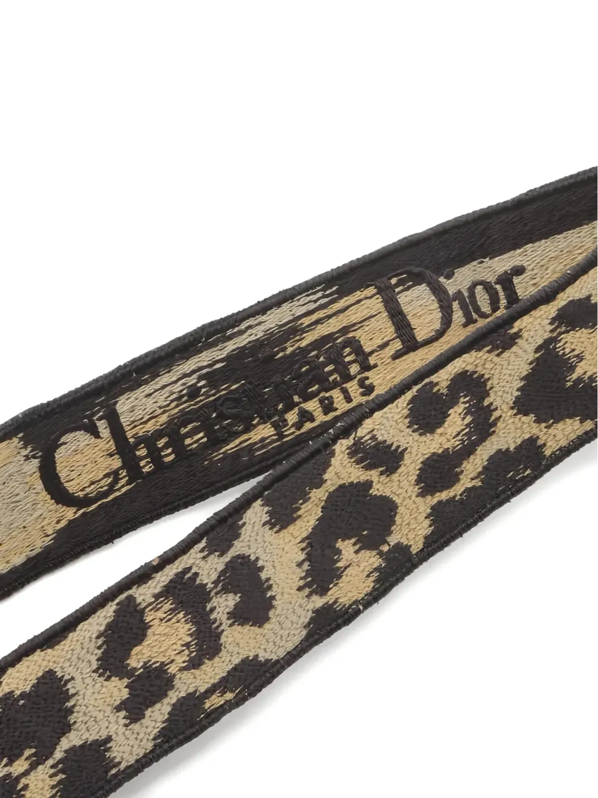 ビンテージ Christian Dior レオパード刺繍 ショルダーストラップ ブラック - 画像4