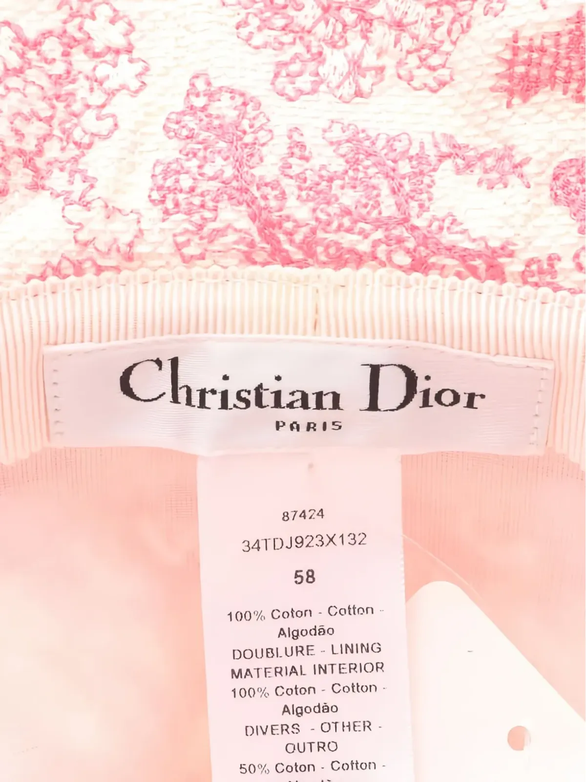 Christian Dior ビンテージ 2020年代 D-Bobby 刺繍 バケットハット ピンク - 画像5