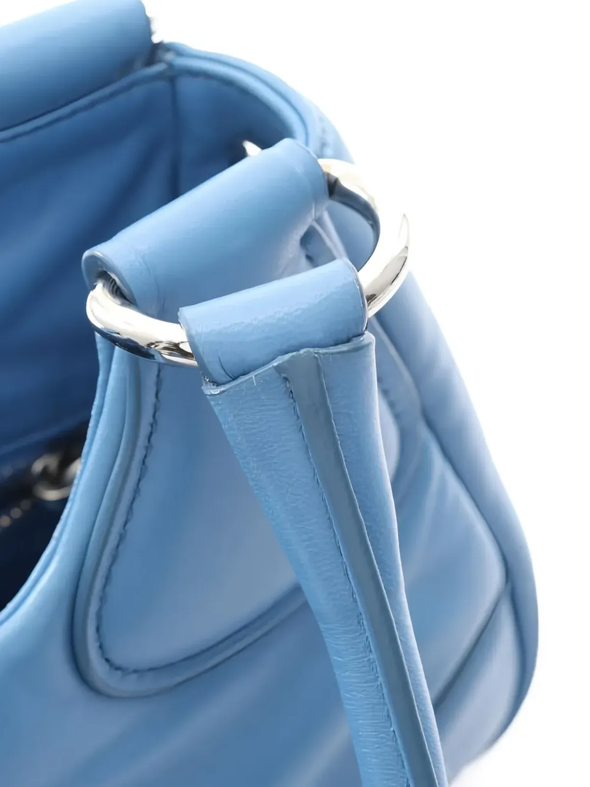 Prada ビンテージ ムーンバックル レザートートバッグ ブルー - 画像5