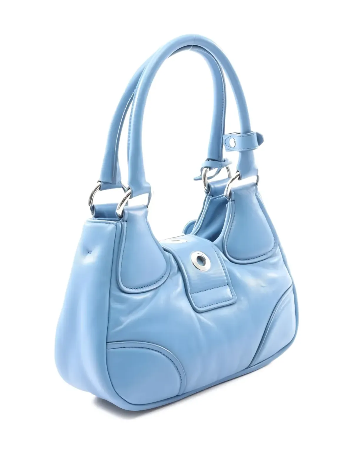 Prada ビンテージ ムーンバックル レザートートバッグ ブルー - 画像2