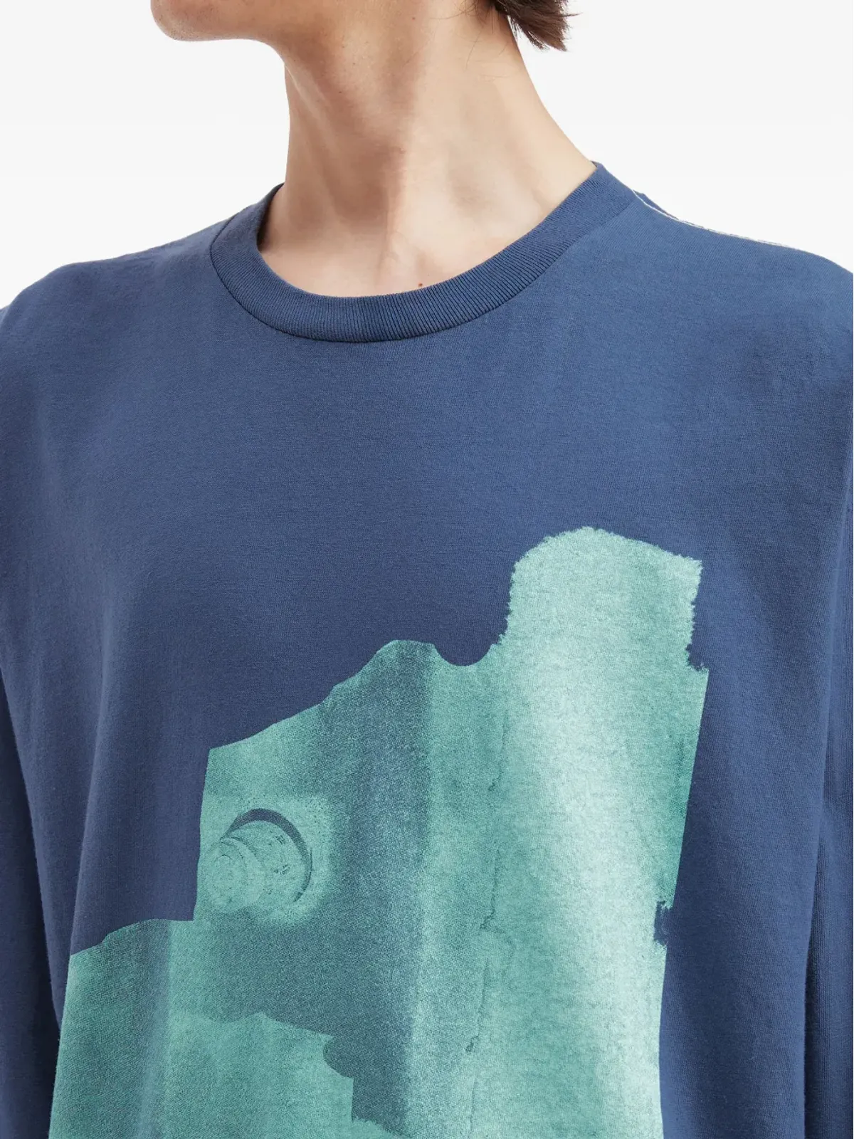 WESTFALL ロングスリーブ グラフィック Tシャツ ブルー - 画像5