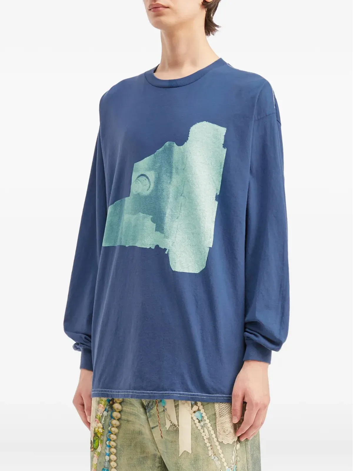 WESTFALL ロングスリーブ グラフィック Tシャツ ブルー - 画像2