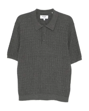 Wax London ダイヤモンドストライプ編みポロシャツ - グレー - サムネイル1