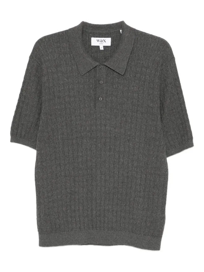 Wax London Wax London ダイヤモンドストライプ編みポロシャツ - グレーの商品画像