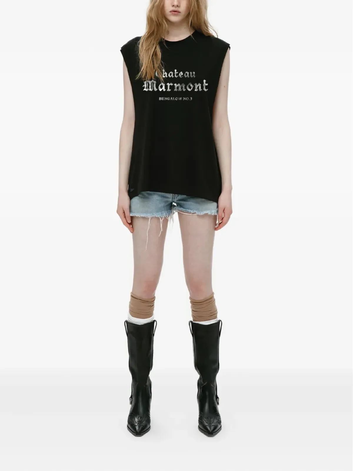 Mainless ノースリーブ ディストレスド Tシャツ - 画像2