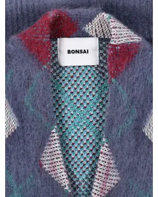 Bonsai アーガイル柄ニットカーディガン - Blue - サムネイル3