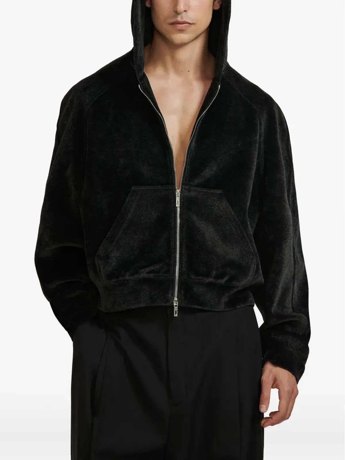 LGN LOUIS GABRIEL NOUCHI ベロアフード付きスウェット - ブラック - 画像2