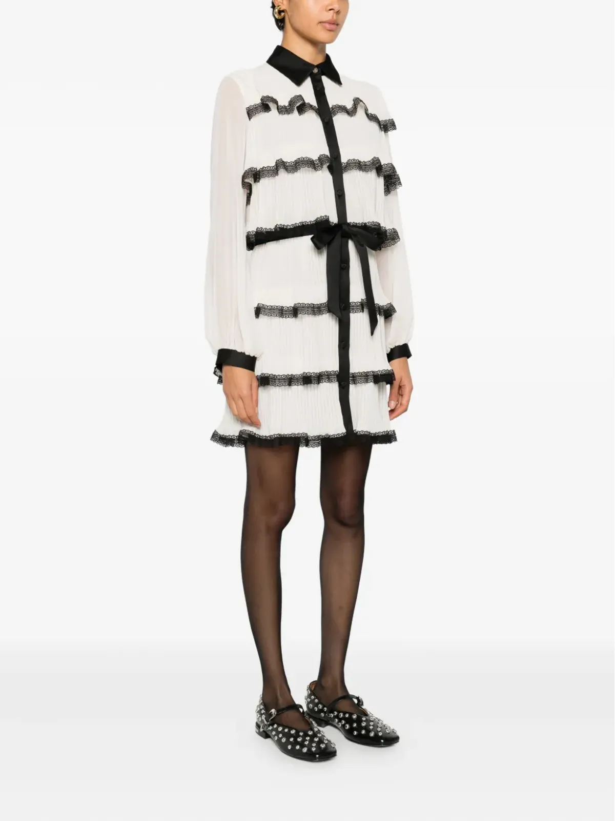 Babylone Paris レースのティアードドレス - White - 画像3