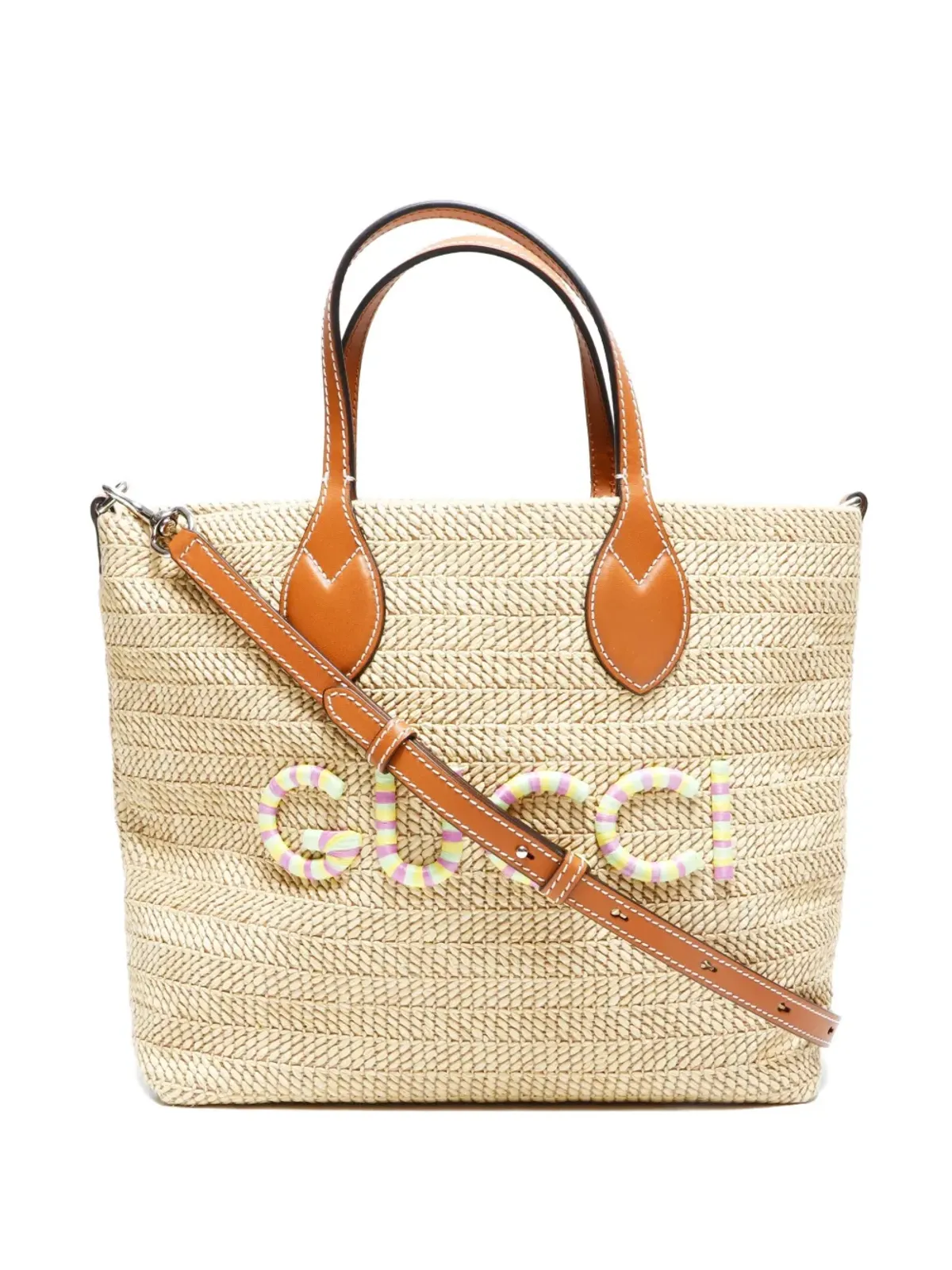 Gucci ビンテージ 2020-2025年代 ロゴ ラフィア 2WAY バッグ - ニュートラル - 画像1