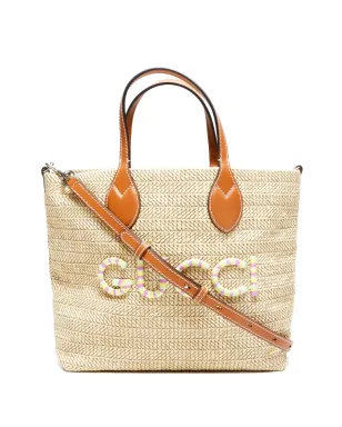 Gucci ビンテージ 2020-2025年代 ロゴ ラフィア 2WAY バッグ - ニュートラル - サムネイル1
