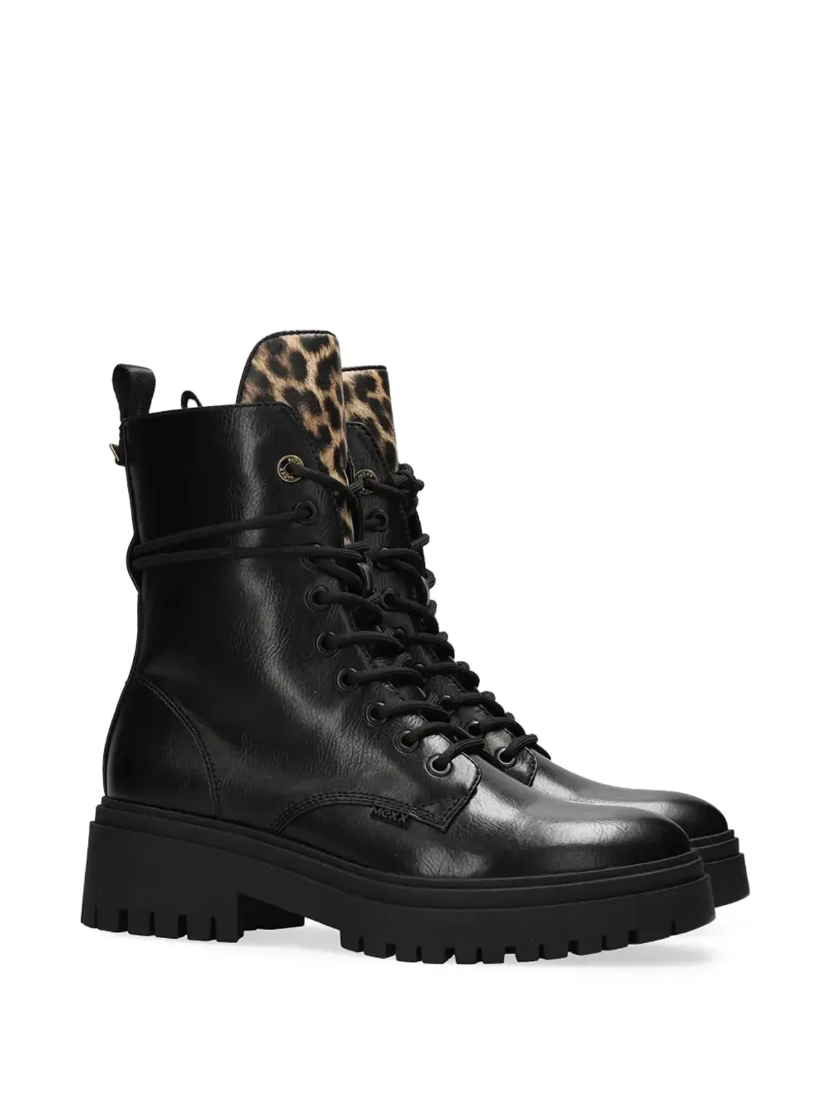 MEXX leopard panel lace-up boots - Black - 画像2