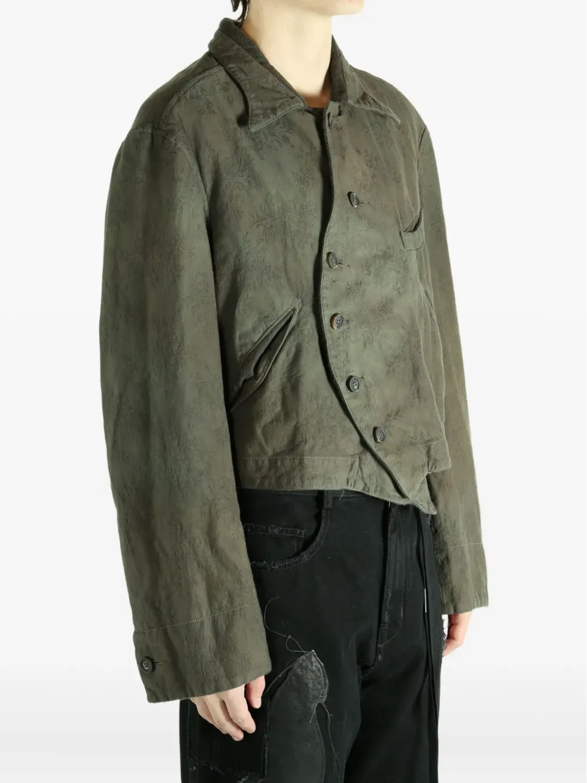Ziggy Chen curved hem shirt jacket - Green - 画像3