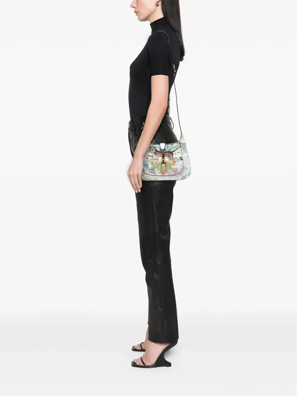 Gucci ビンテージ 2016-2025 小型カーフスキン タイガー Jackie 1961 クロスボディバッグ ブルー - 画像2