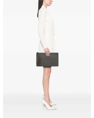 Gucci ビンテージ 2016-2025 カーフスキン バンブータッセル クラッチバッグ - グレー - サムネイル2