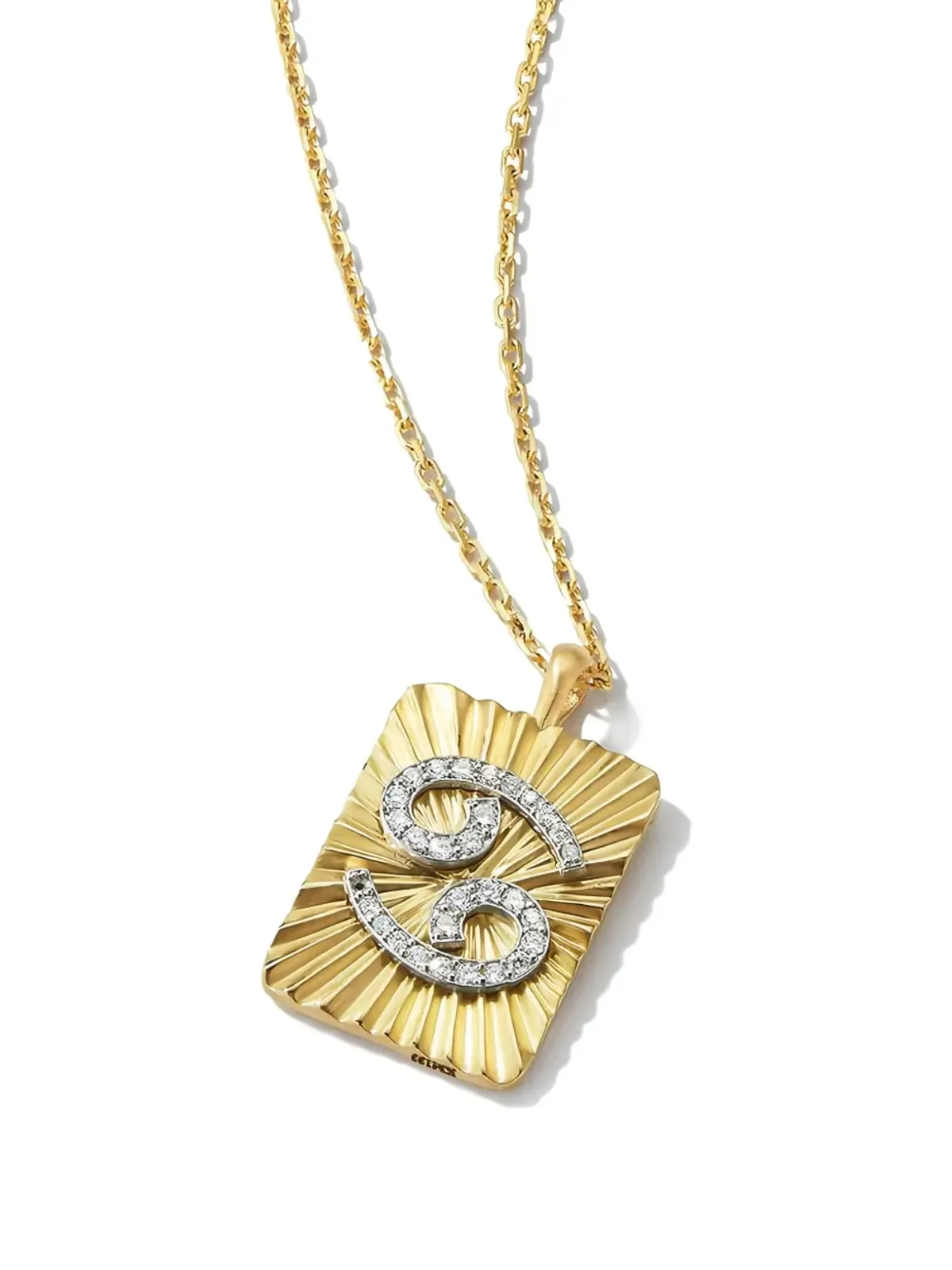 David Webb 18K yellow gold and platinum Cancer-zodiac diamond necklace - 画像3