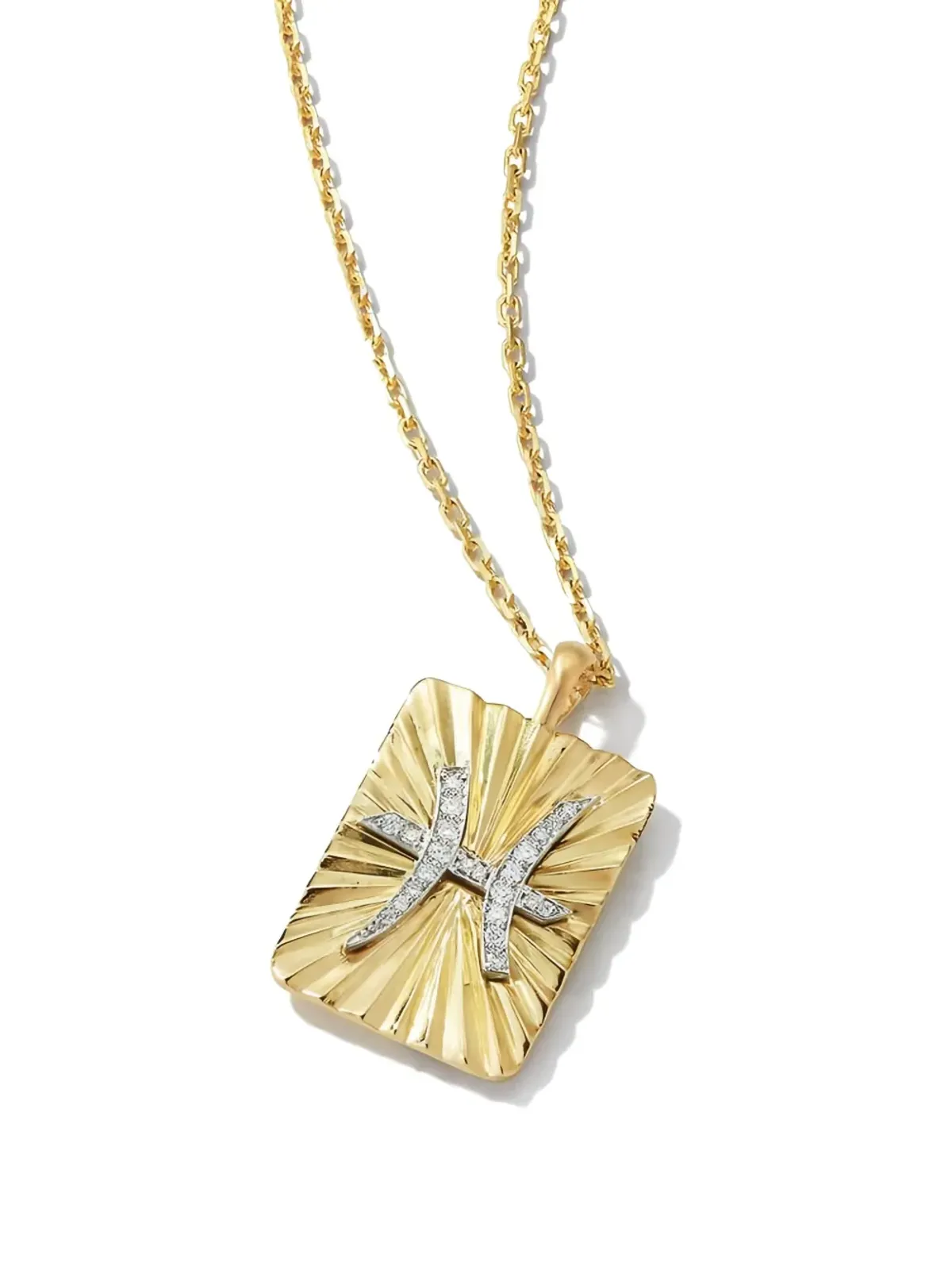 David Webb Pisces Zodiac ダイヤモンド付き 18K イエローゴールド ペンダントネックレス - 画像3