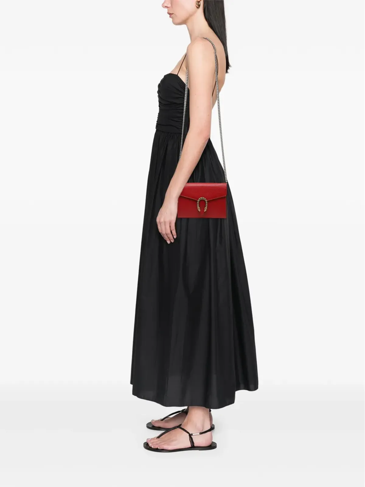 ビンテージ Gucci レザー ディオニュソス ウォレット・オン・チェーン クロスボディバッグ レッド - 画像2