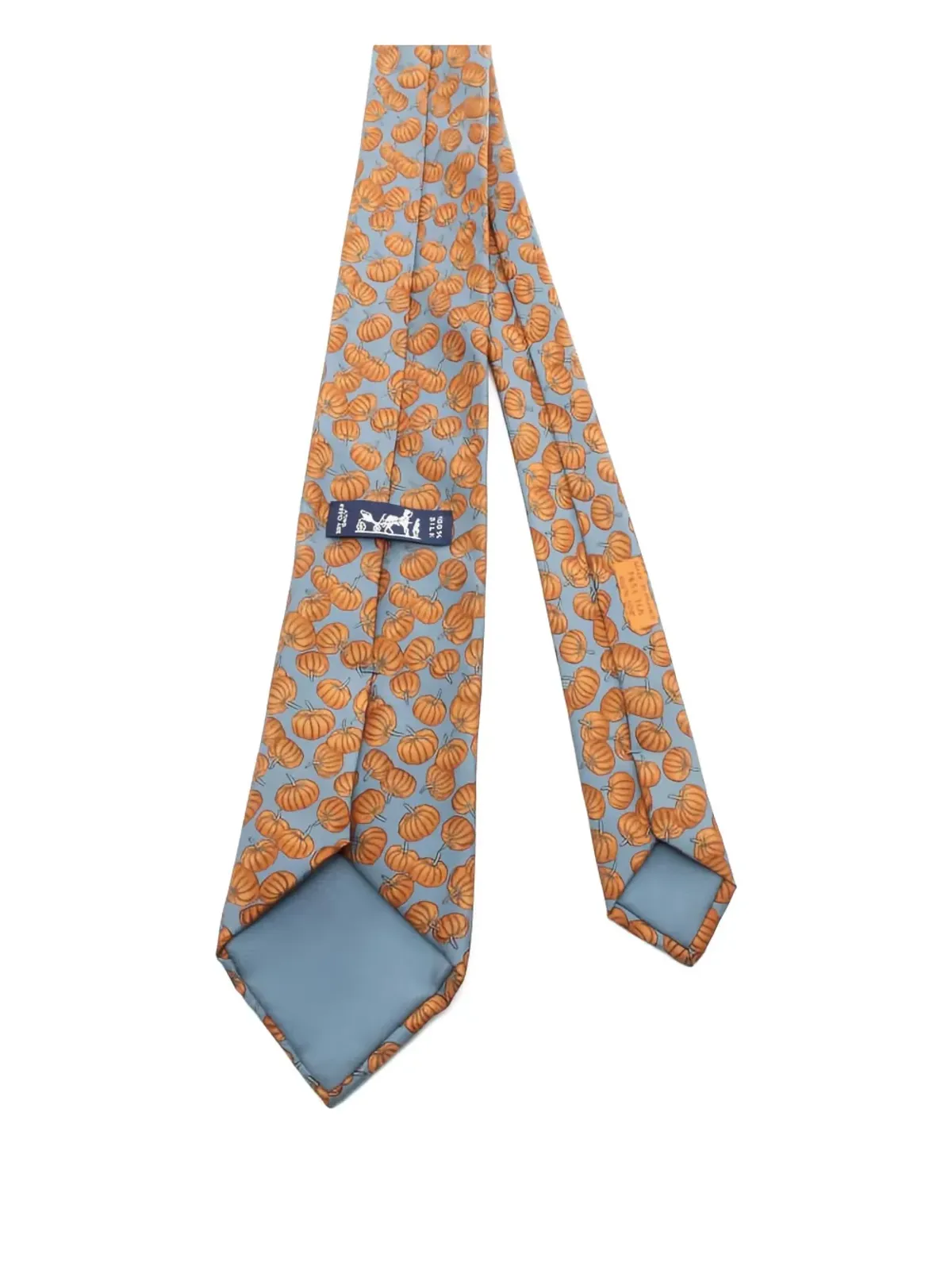 Hermès ビンテージ パンプキンプリント シルクタイ - ブルー - 画像1