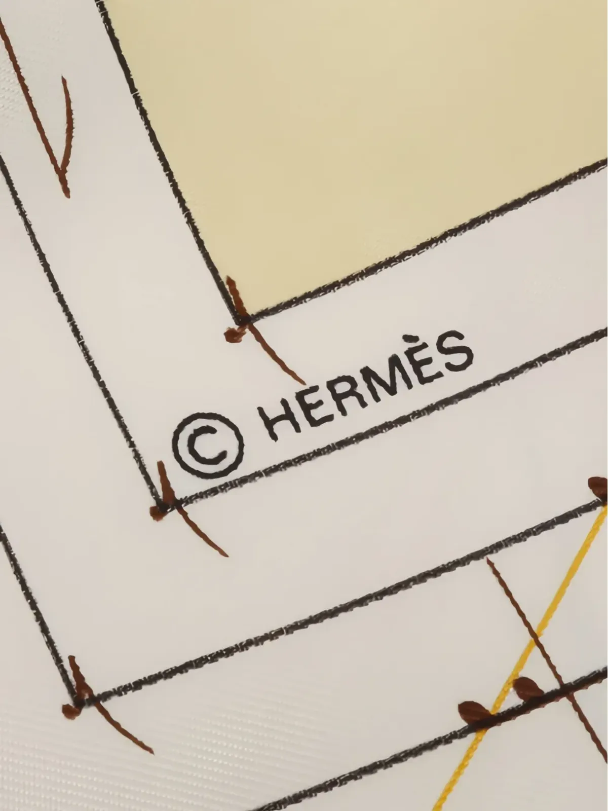 Hermès ビンテージ 2010年代 Carré 90 La Musique Des Spheres シルク スカーフ - イエロー - 画像5
