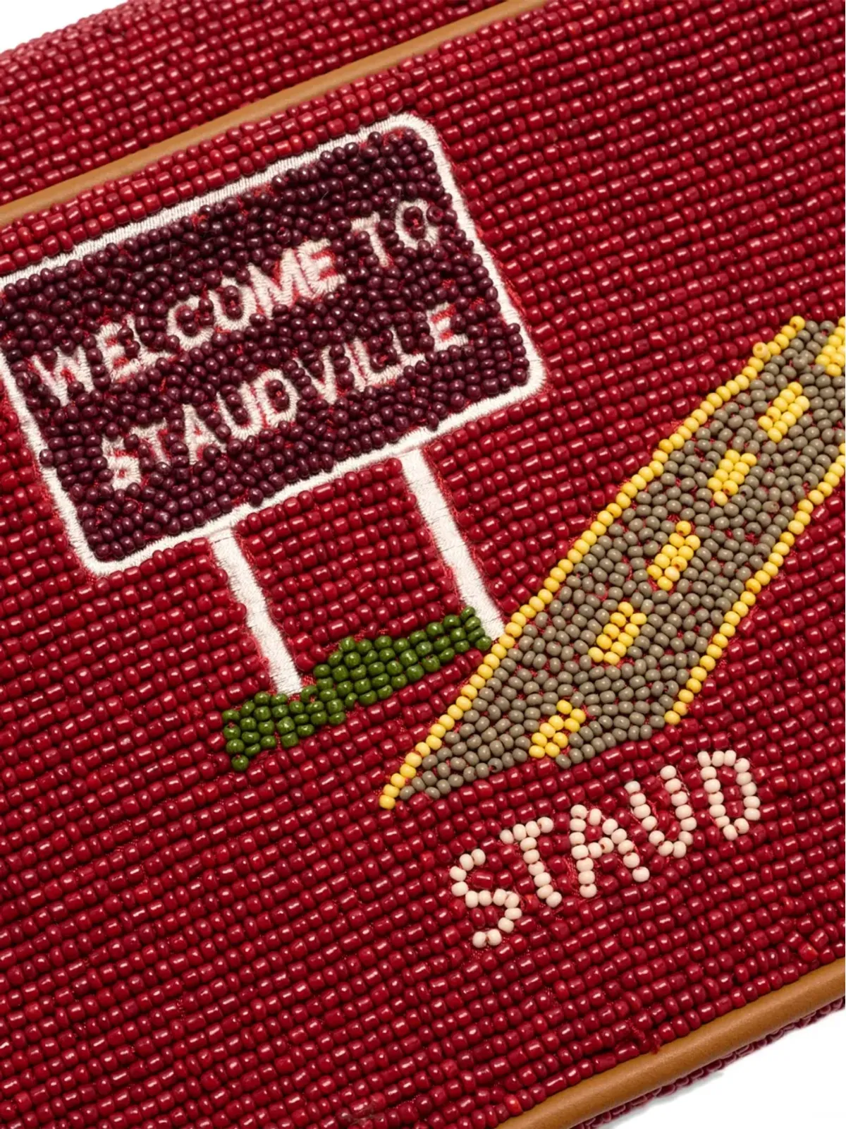 STAUD x FOLK TOWN ビーズ付きフリンジショルダーバッグ - レッド - 画像3
