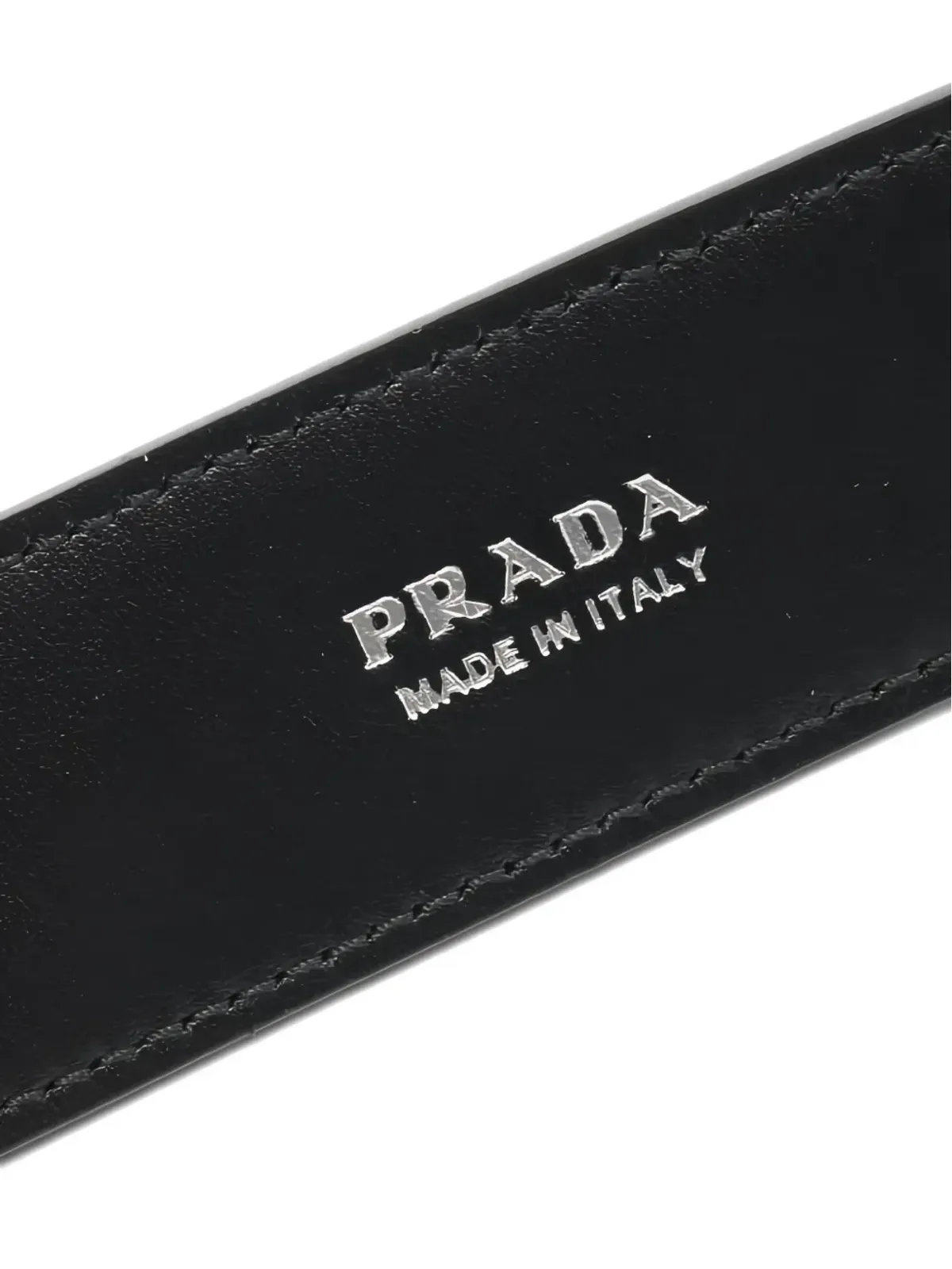 ビンテージ Prada トライアングル ロゴ レザー ベルト - 画像4