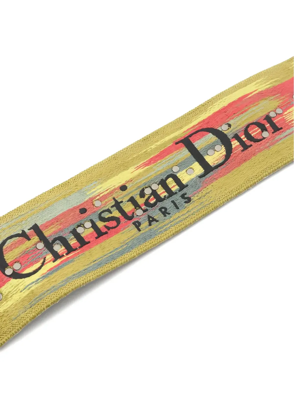 Christian Dior ビンテージ メダリオン刺繍ショルダーストラップ - イエロー - 画像3