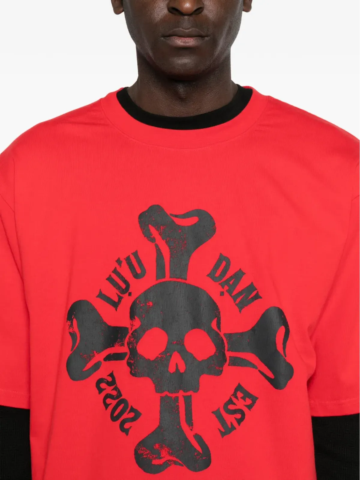 LỰU ĐẠN skull-print T-shirt - Red - 画像5