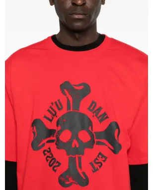 LỰU ĐẠN skull-print T-shirt - Red - サムネイル5