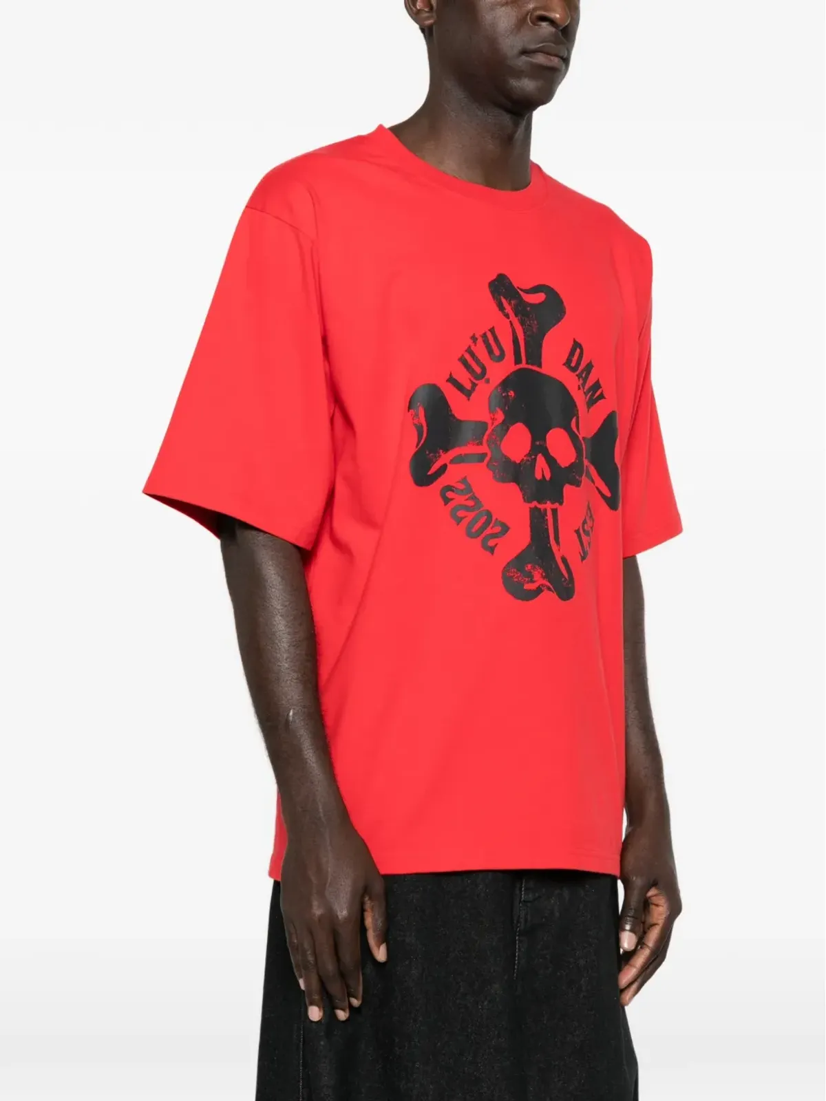 LỰU ĐẠN skull-print T-shirt - Red - 画像3