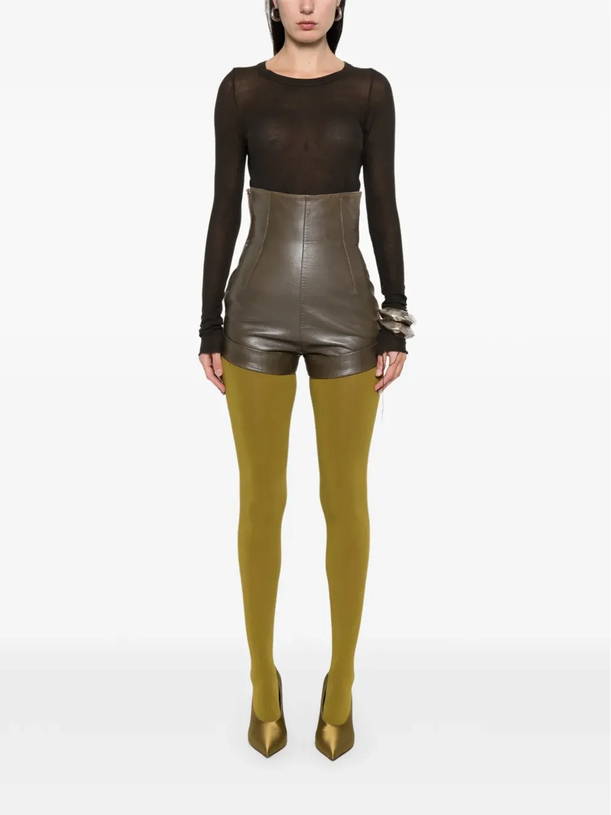 Romeo Gigli Pre-Owned 1990s elastic-waist tights - Green - 画像2