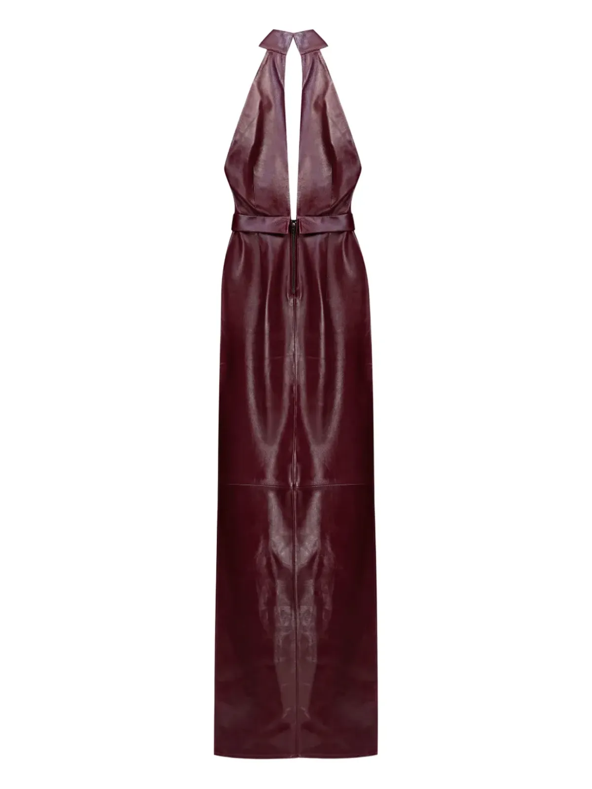The New Arrivals Ilkyaz Ozel ネッサ ホルターネック レザー マキシドレス - 赤 - 画像5