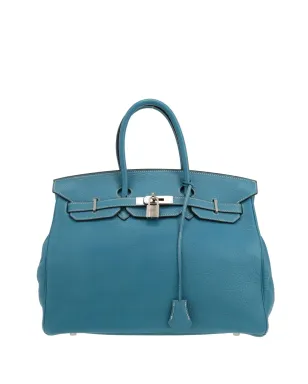 Hermès ビンテージ 2007 Birkin 35 レザー トートバッグ - ブルー - サムネイル1