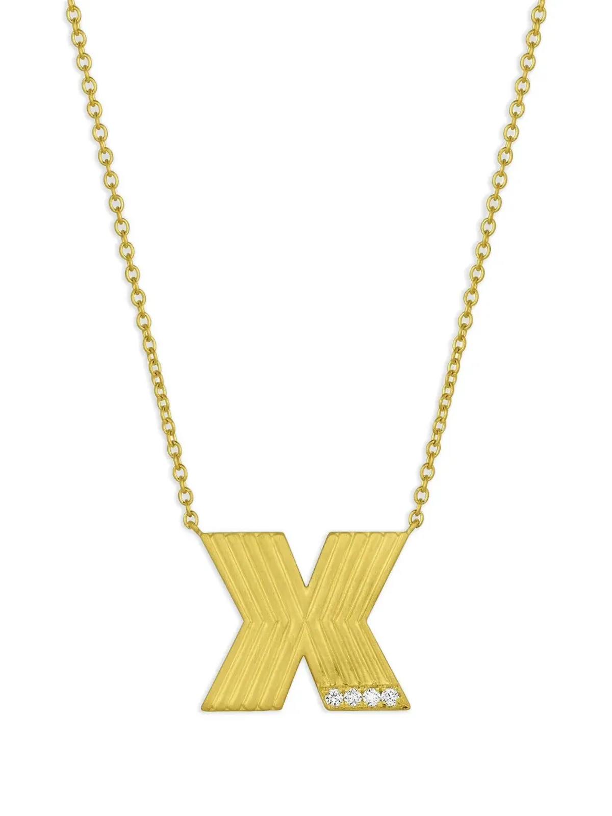 Leigh Maxwell 18K yellow gold Letter X diamond necklace - 画像1