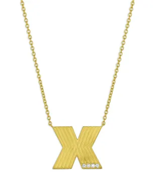 Leigh Maxwell 18K yellow gold Letter X diamond necklace - サムネイル1