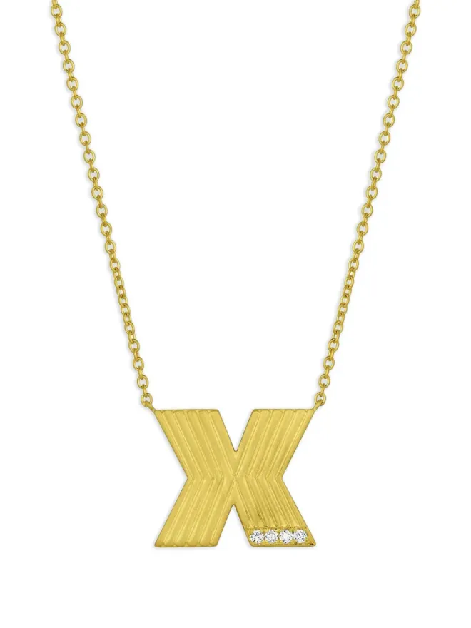 Leigh Maxwell Leigh Maxwell 18K yellow gold Letter X diamond necklaceの商品画像