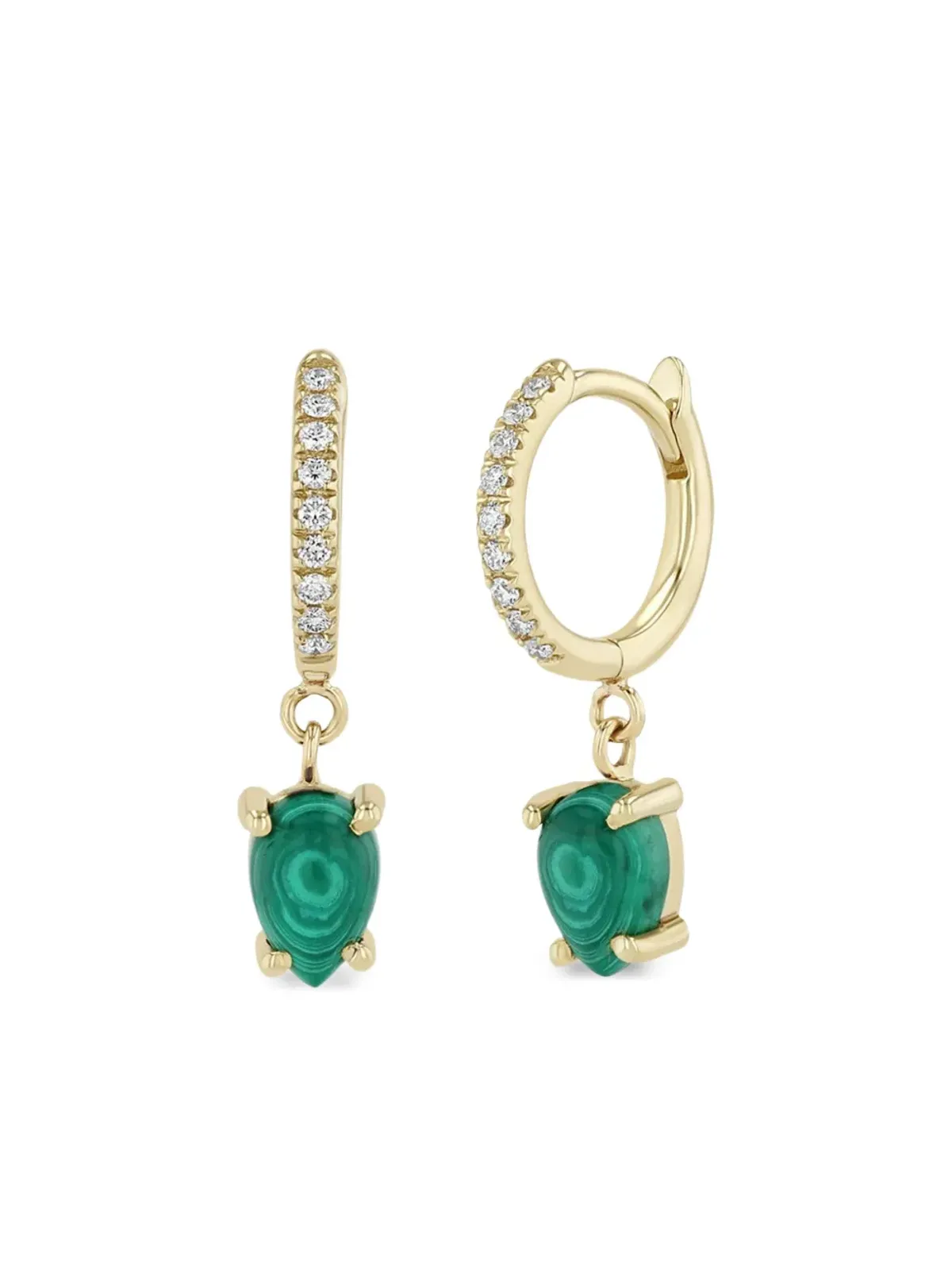 Zoë Chicco 14K yellow gold diamond and malachite earrings - 画像1