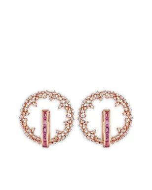Ananya 18K ローズゴールド ダイヤモンドとピンクサファイア フープピアス - サムネイル1