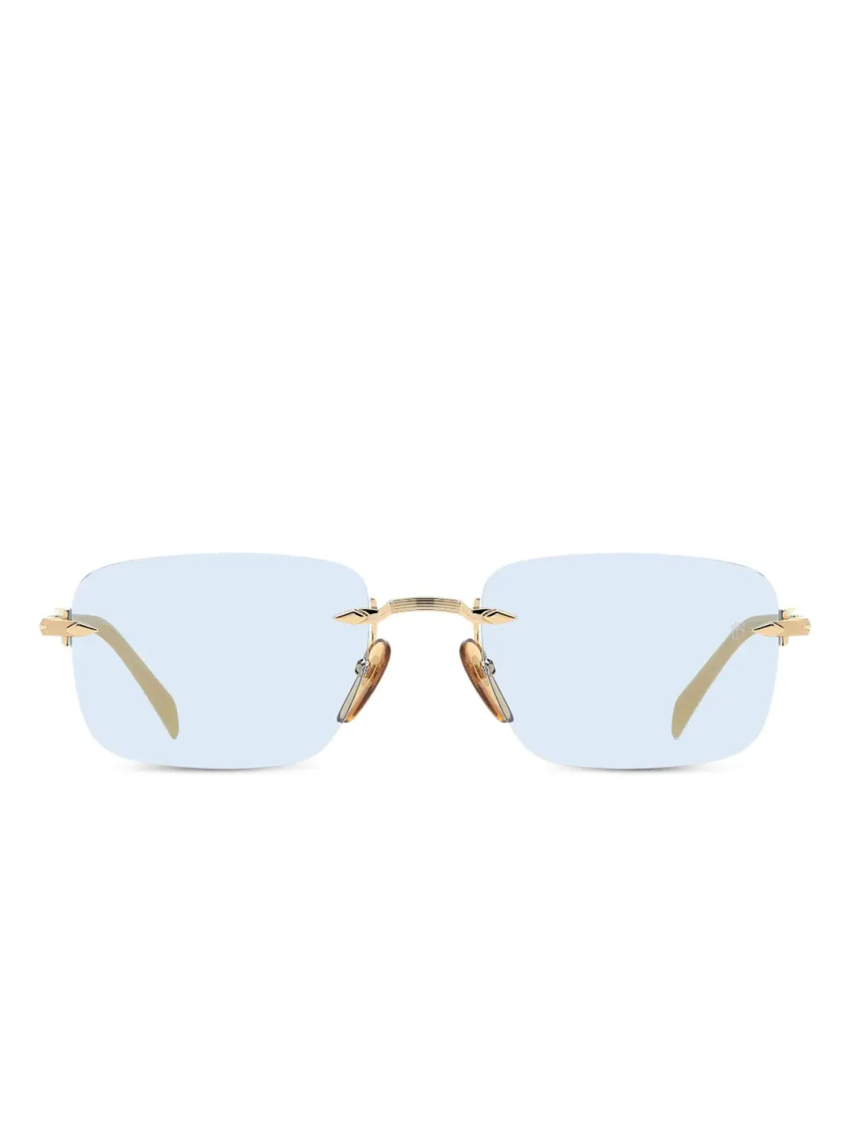 Eyewear by David Beckham 長方形サングラス（ゴールド） - 画像1