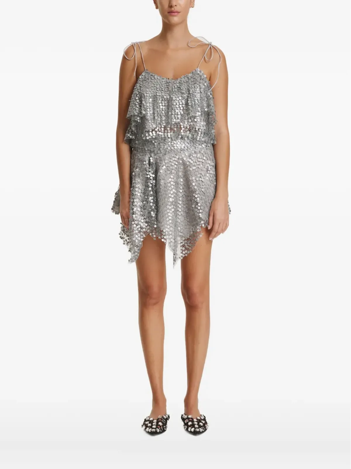 PNK sequin ruffled top - Grey - 画像1