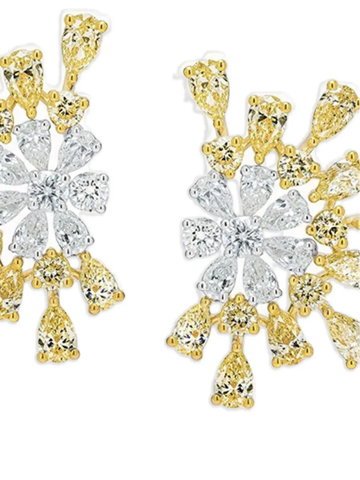 Azzaro 18K イエローゴールド フラワー ダイヤモンド イヤリング - 画像2