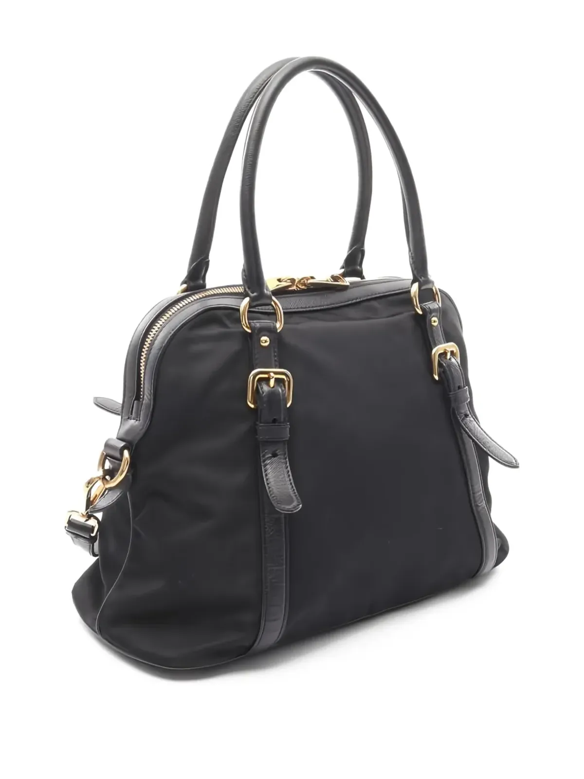 Prada ビンテージ 2000年代 サフィアーノ・テッソート トートバッグ ブラック - 画像2