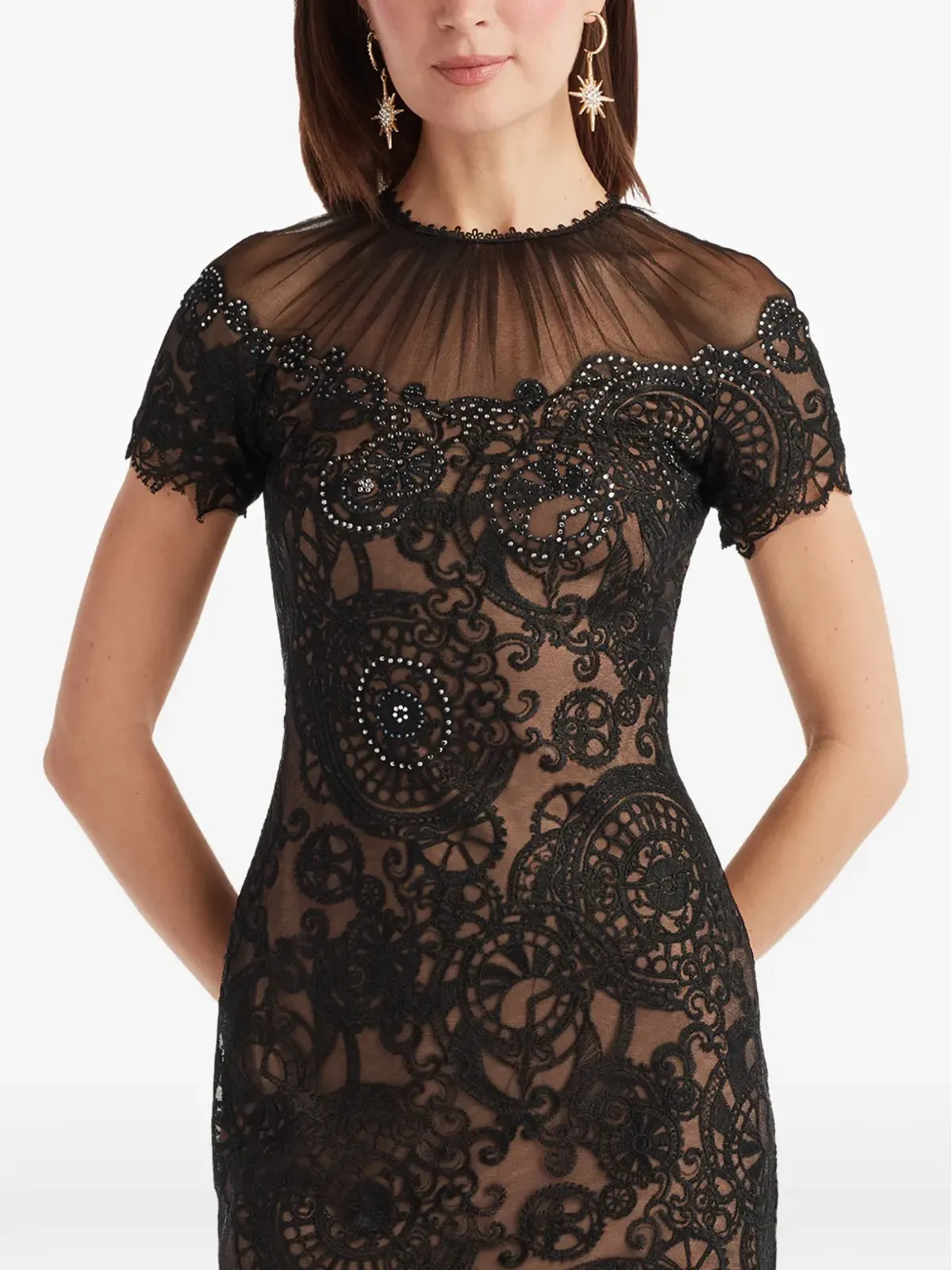 Tadashi Shoji レース装飾ミディドレス - 画像4