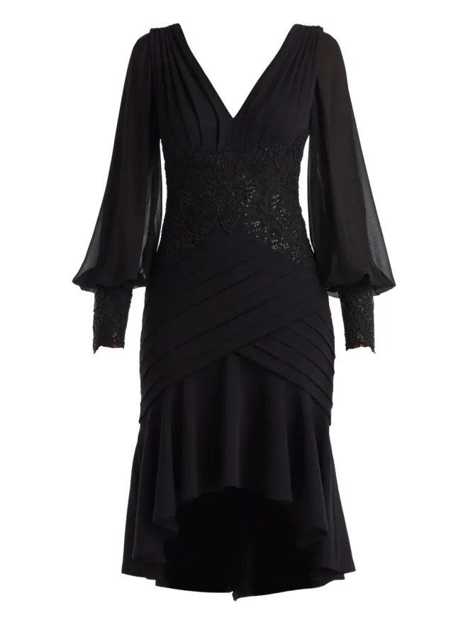 Tadashi Shoji Tadashi Shoji スパンコールレース ミディドレス ブラックの商品画像