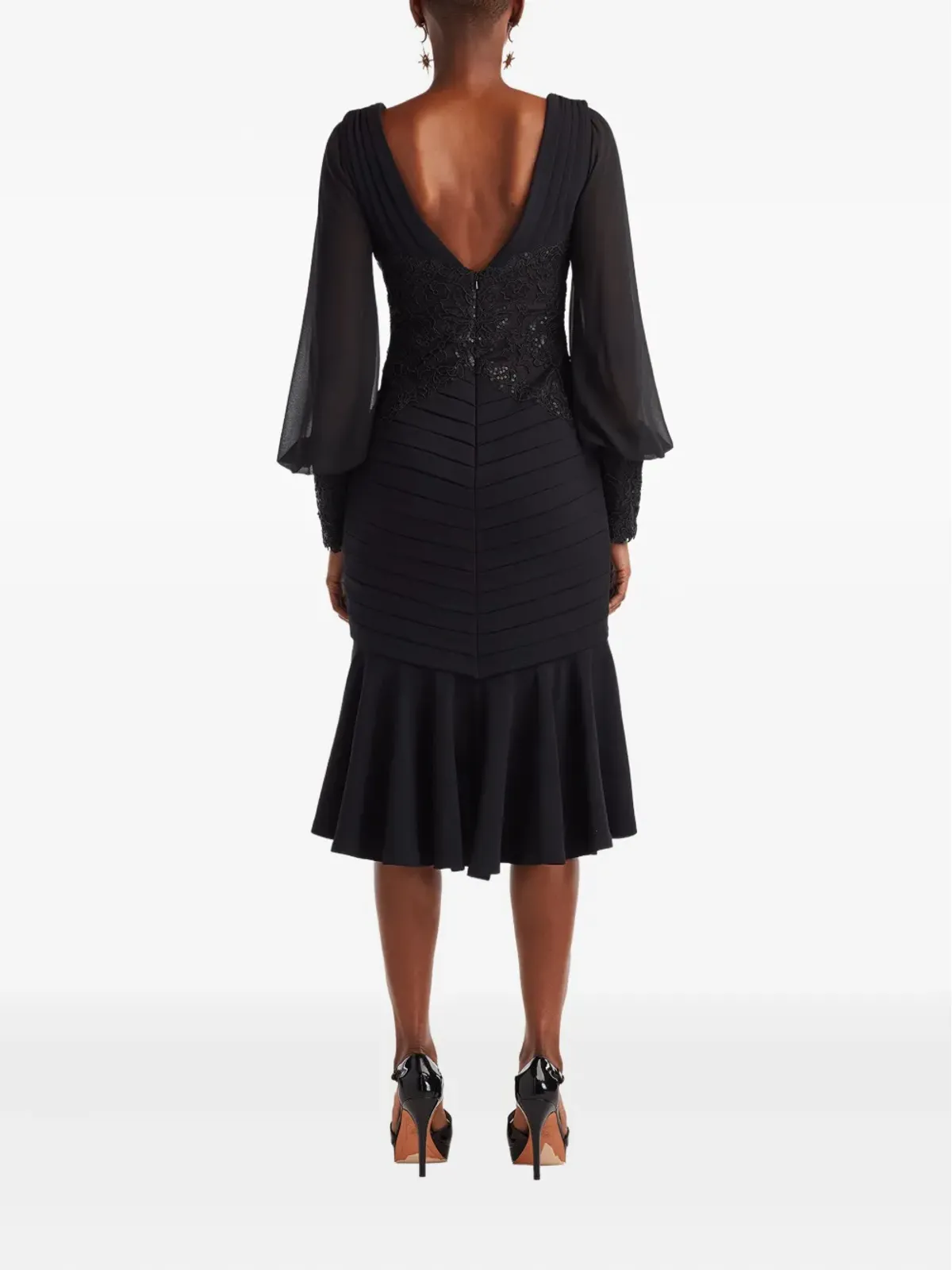 Tadashi Shoji スパンコールレース ミディドレス ブラック - 画像3
