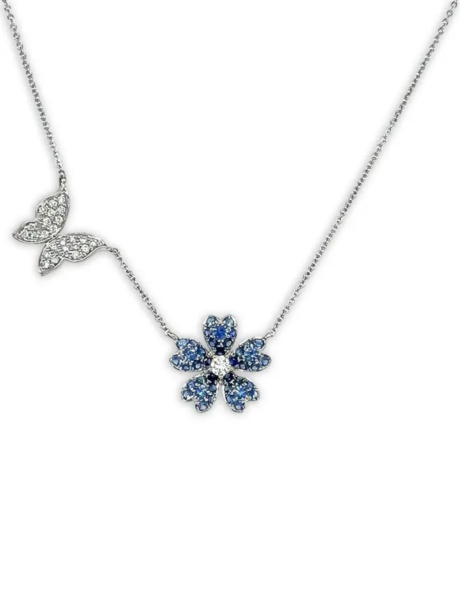 Lisa Nik Lisa Nik 花蝶モチーフ 18Kホワイトゴールド ネックレス - シルバーの商品画像