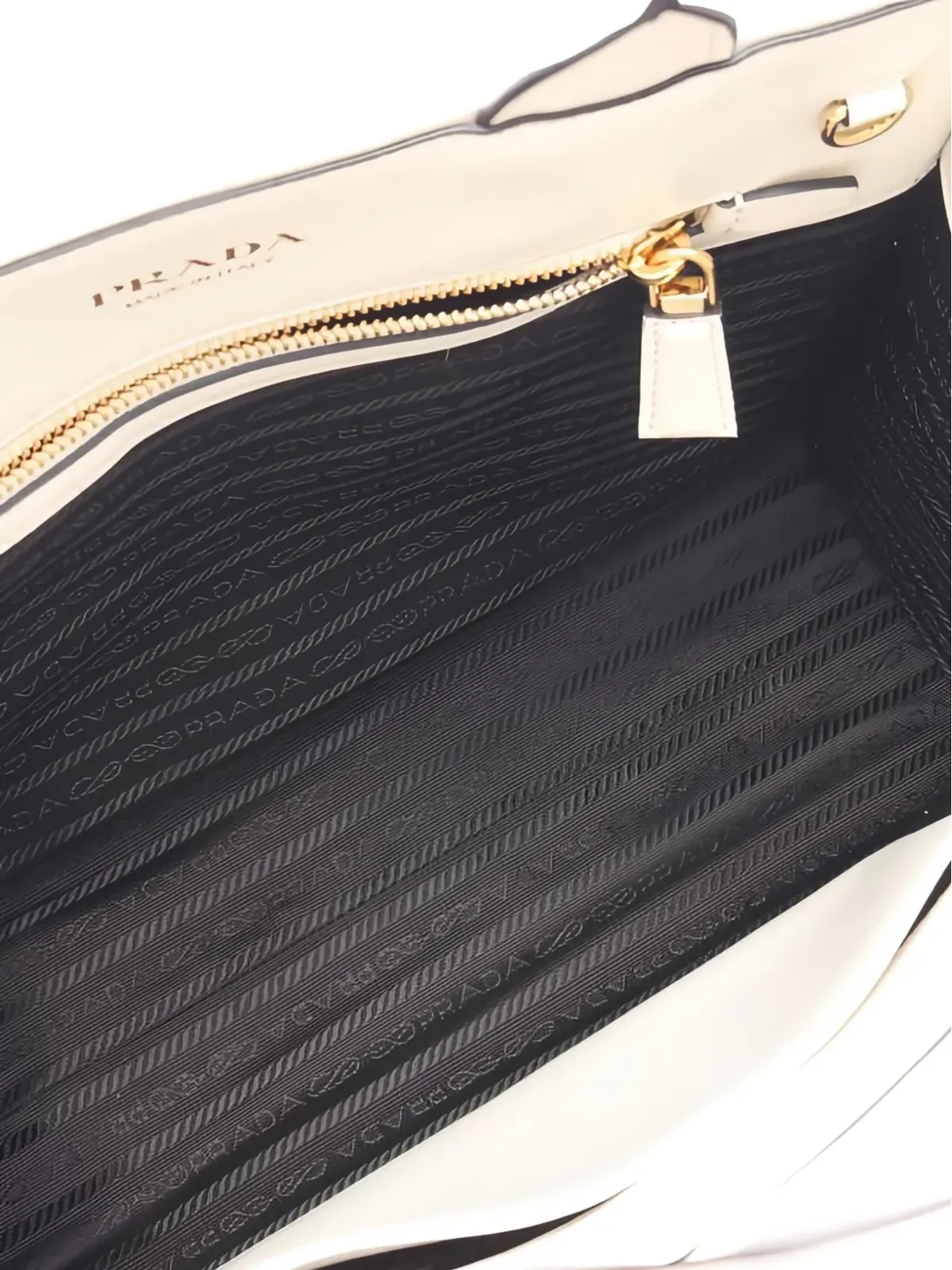 Prada ビンテージ 2010年代 トップステッチシンボル レザー トートバッグ - ホワイト - 画像4